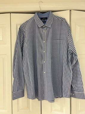 Classic COLLECTION Blue and White Checked Dress Shirt - Men's